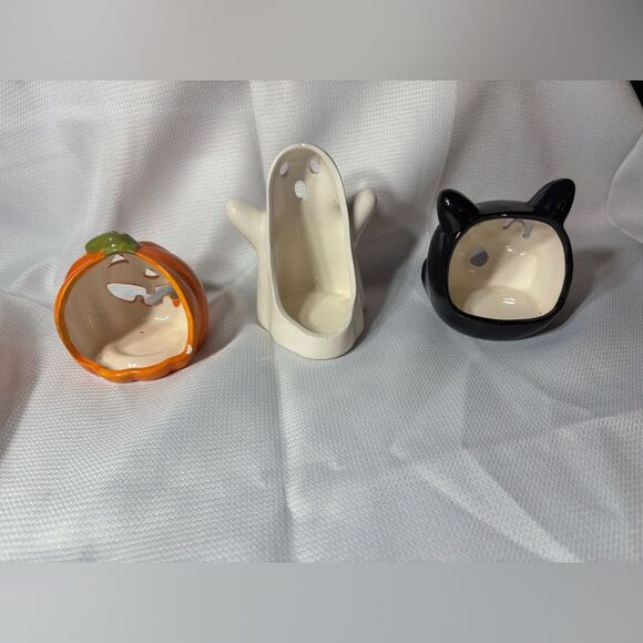3 Halloween Tealight Candle Holders Jack-o-Lantern, Ghost, & Black Cat EPC - Picture 2 of 8